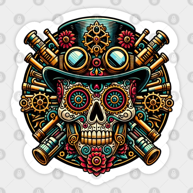 Steampunk Dia de los Muertos Sticker by HolidayBug